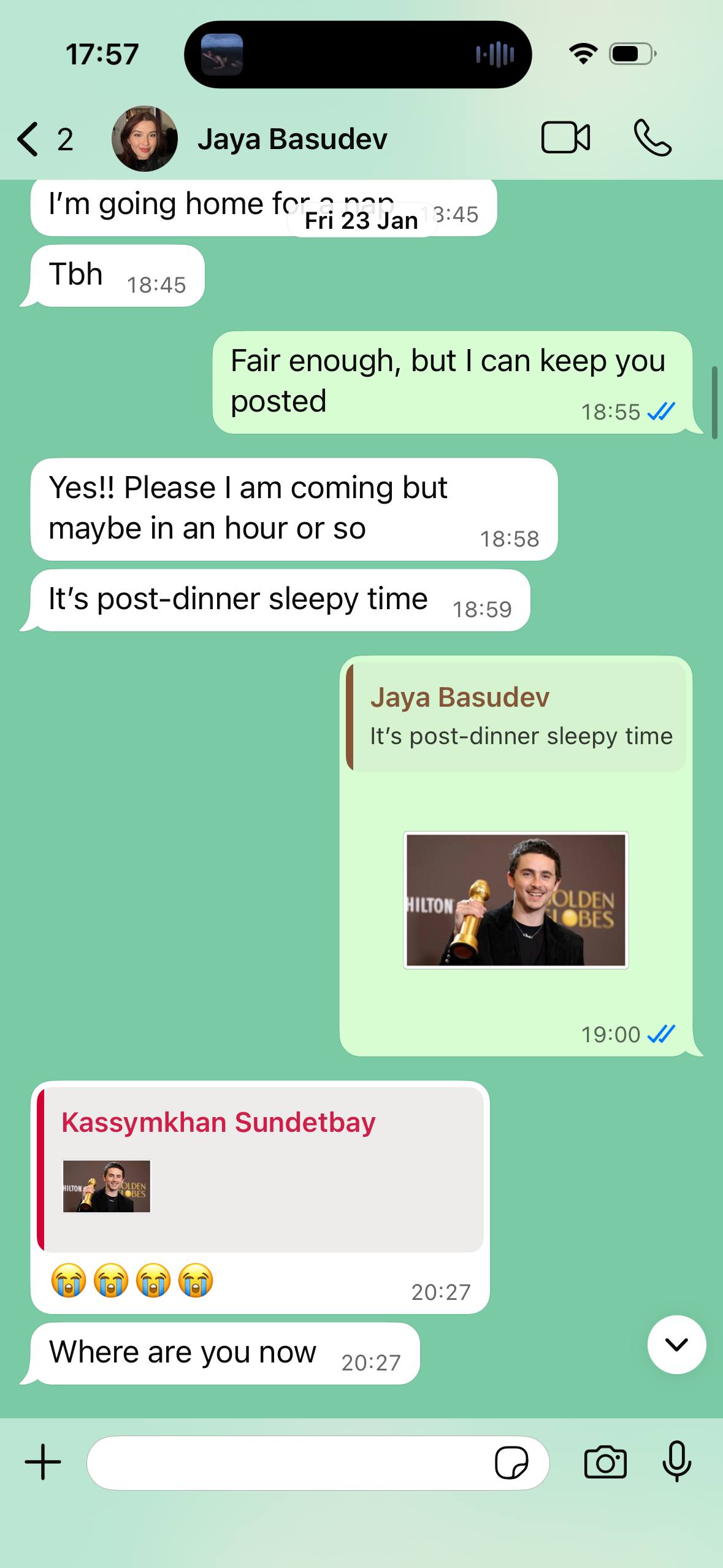 WhatsApp reaction to Golden Globe win